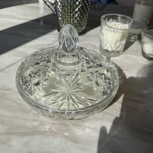 Luxury large organic soy candle in vintage candy dish